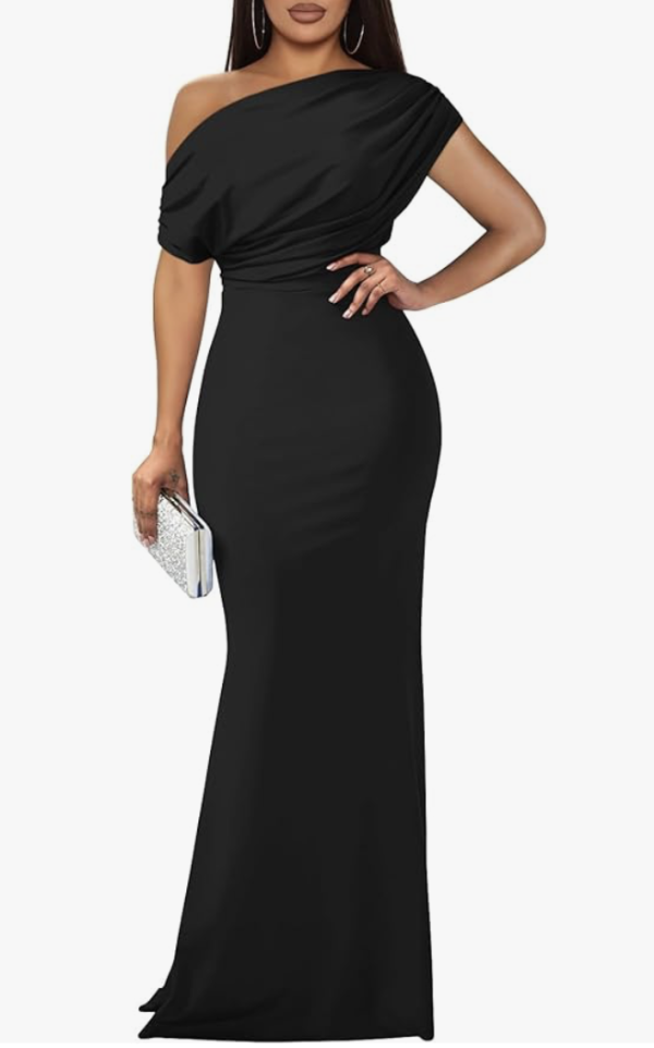 YMDUCH Women's Elegant Sleeveless Off Shoulder Bodycon Long Formal Party Evening Dress